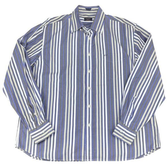 PAUL & SHARK Men's Striped Button Down Shirt Sz 44 Made In Italy - Picture 1 of 5